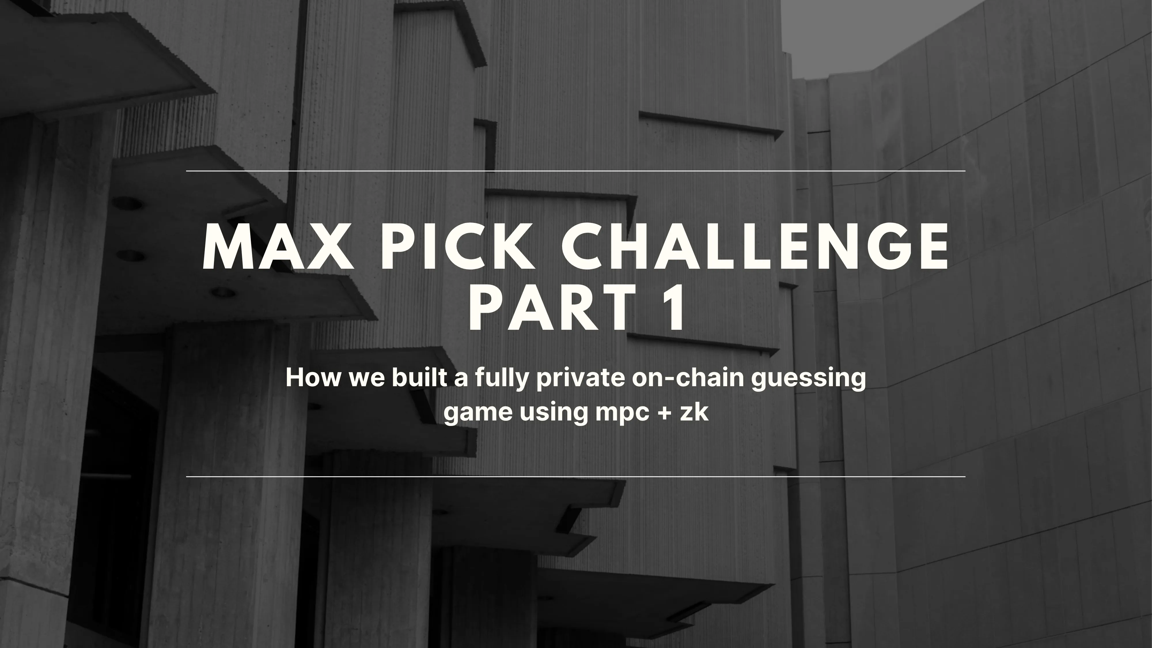 Max Pick Challenge – Part 1