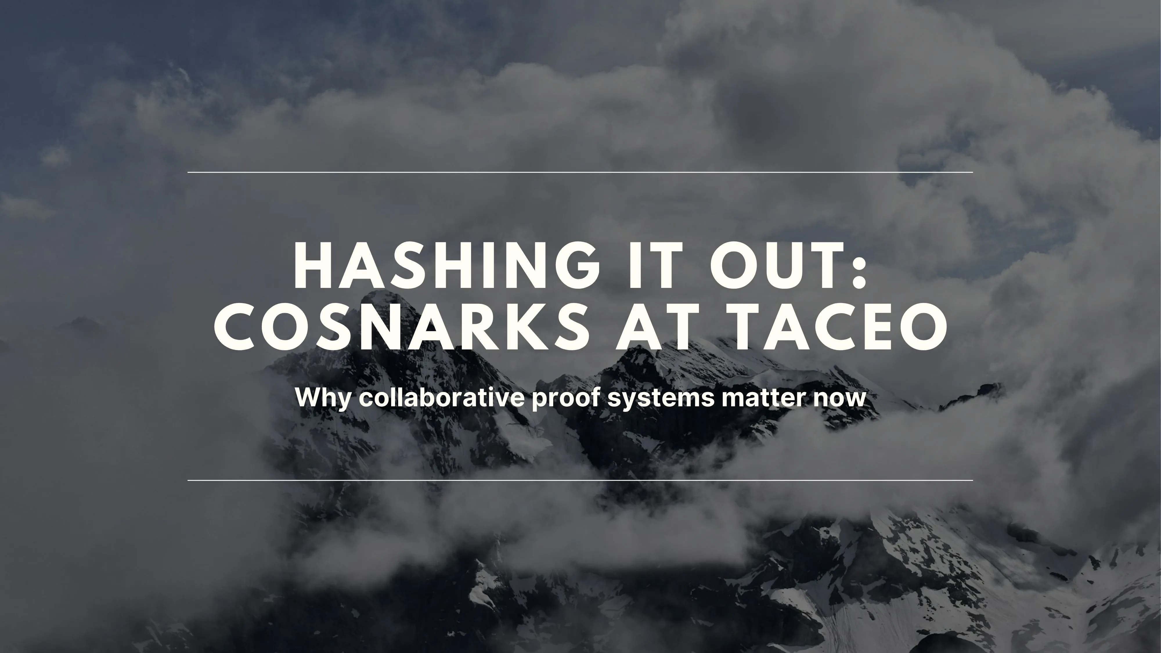 Hashing it out: coSNARKs at TACEO